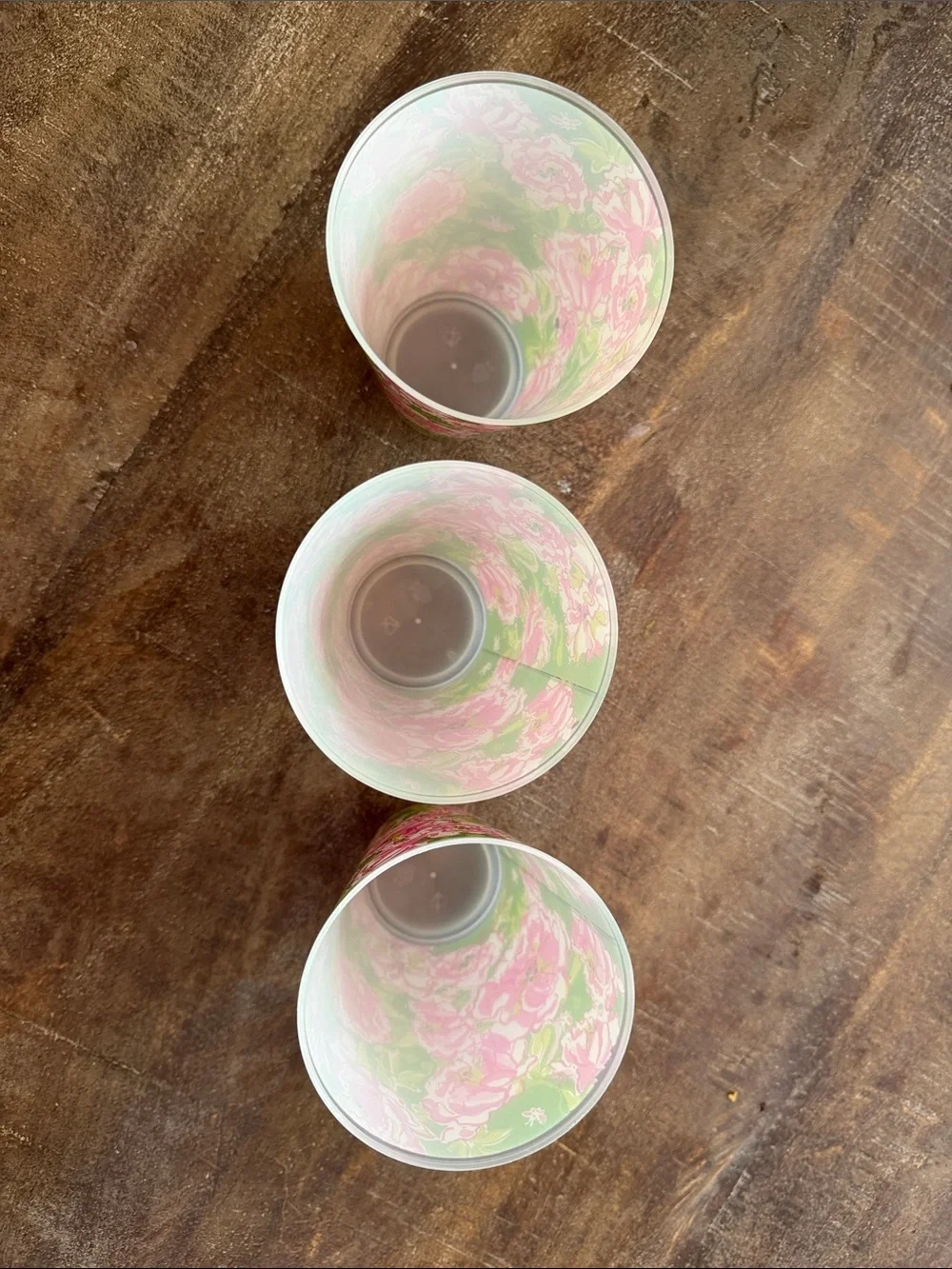 Lilly Pulitzer Floral Pink & Green Plastic Cups - Set of 3 new